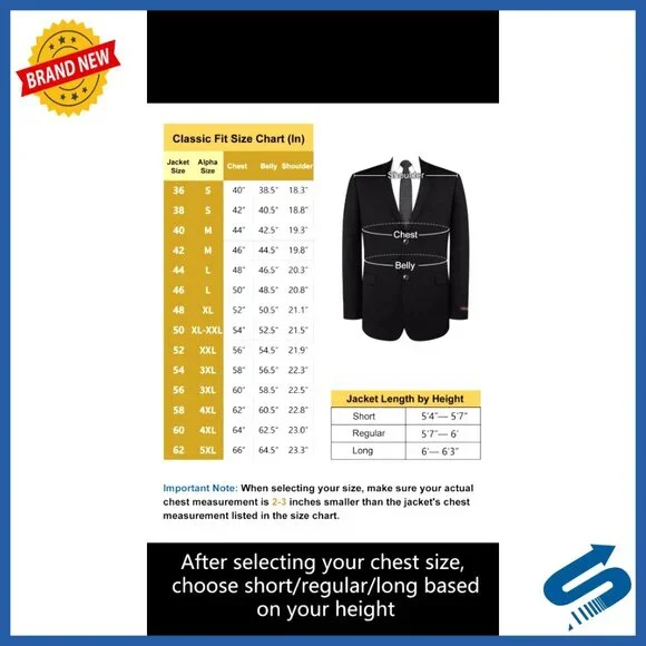 Men's Classic Fit Houndstooth Stretch Blazer Sport Coat Size 36-62
